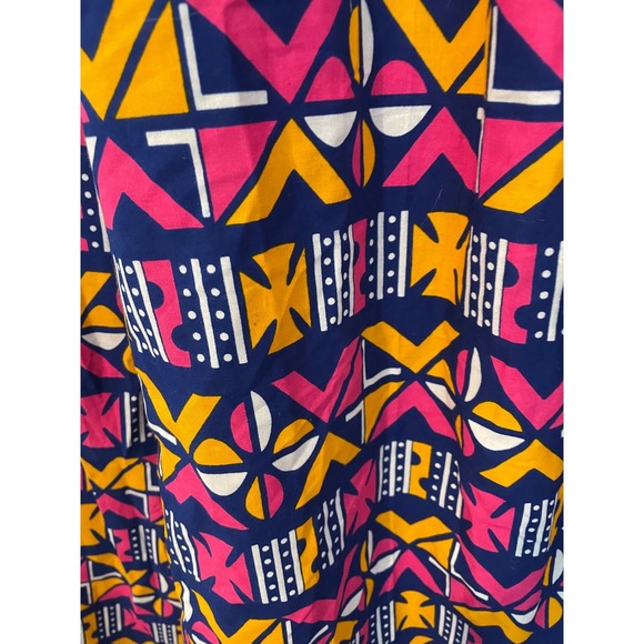 FRANCIS + BENEDICT Size L Maxi Skirt Geo Blue Pink Yellow Handmade Togo Africa - Picture 6 of 8